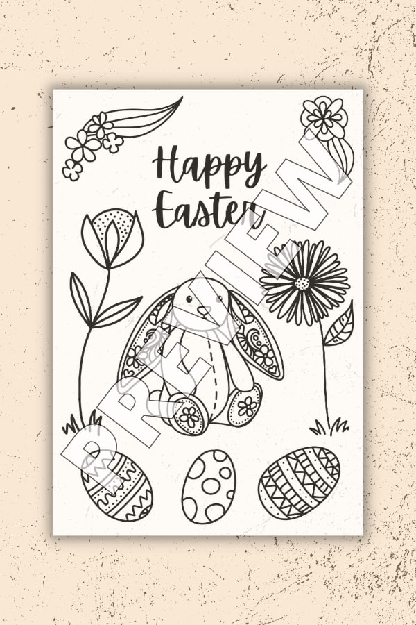 BLACK AND WHITE HAPPY EASTER COLORING WORKSHEET