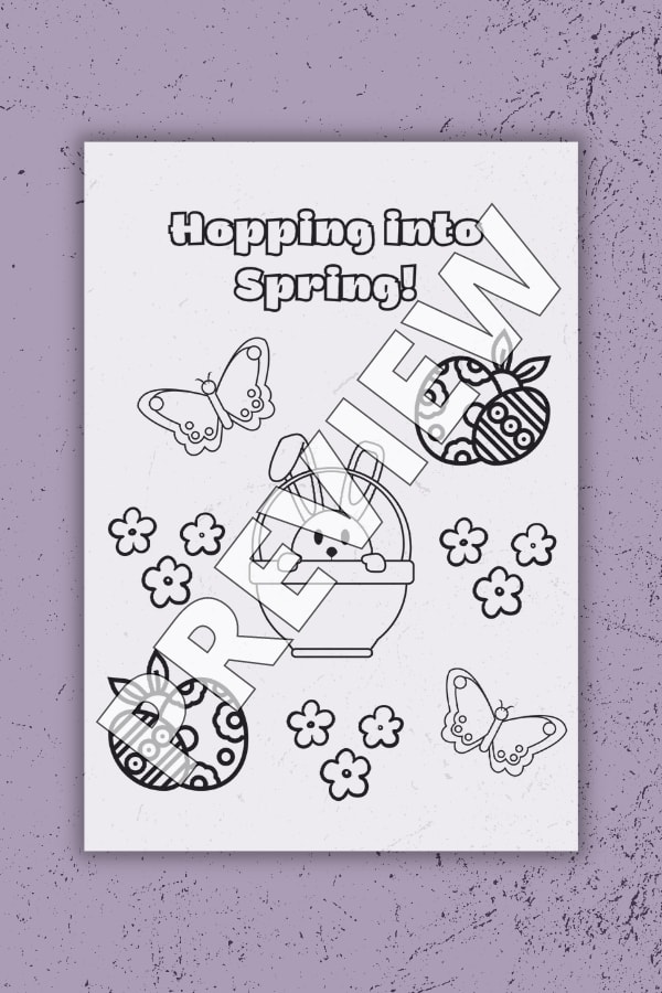 HOPPING INTO SPRING COLORING PAGE