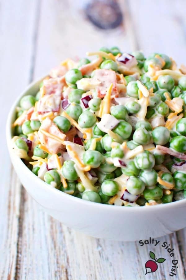 PEA SALAD WITH RED ONIONS & CHEESE