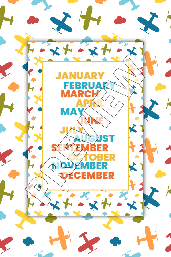 Planes Pattern & Months Of The Year Design