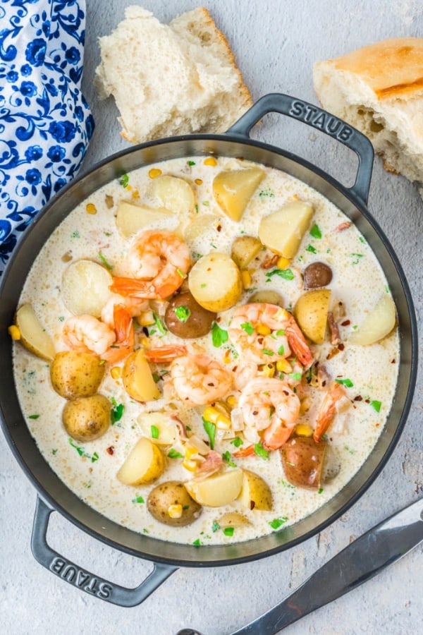 SHRIMP AND CORN CHOWDER WITH POTATOES