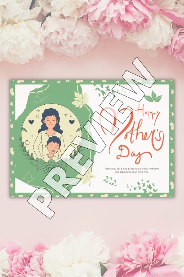 GREEN AND CREAM MODERN HAPPY MOTHER'S DAY CARD
