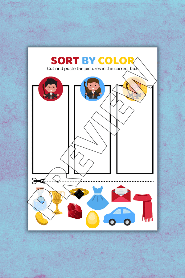 Sort By Color Harry Potter Game Printable