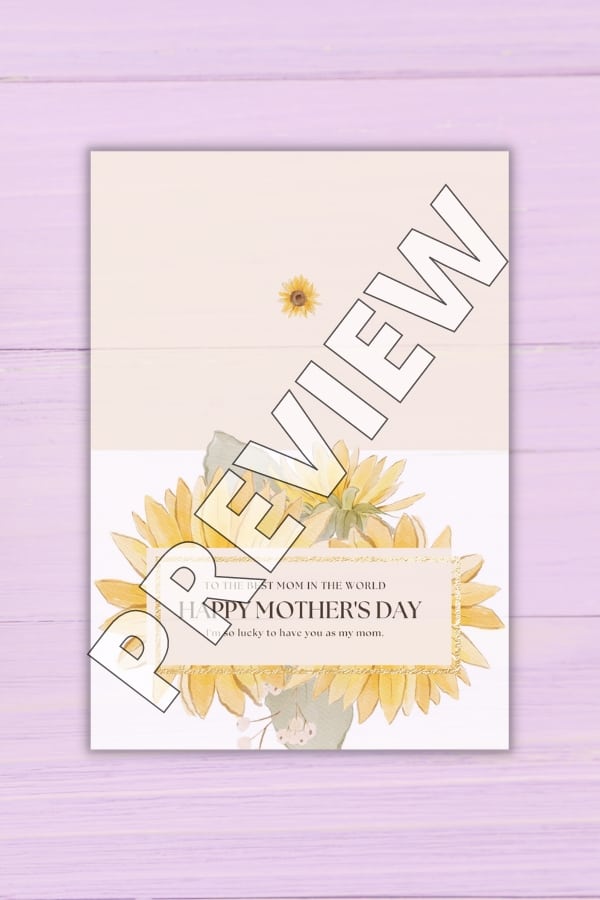 YELLOW WATERCOLOR FLOWER MOTHER'S DAY GREETING FOLDED CARD