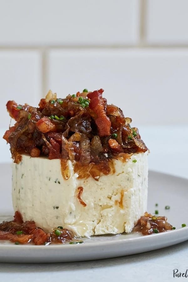 BOURSIN CHEESE WITH CARAMELIZED ONIONS & BACON
