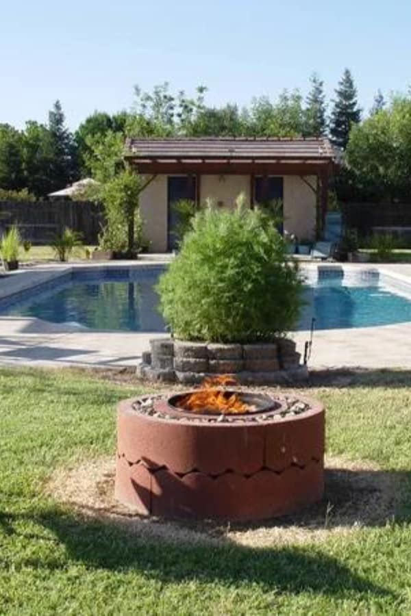 FIRE PIT USING CONCRETE TREE RINGS