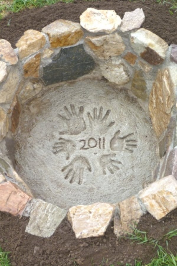 FIRE PIT WITH HANDPRINTS