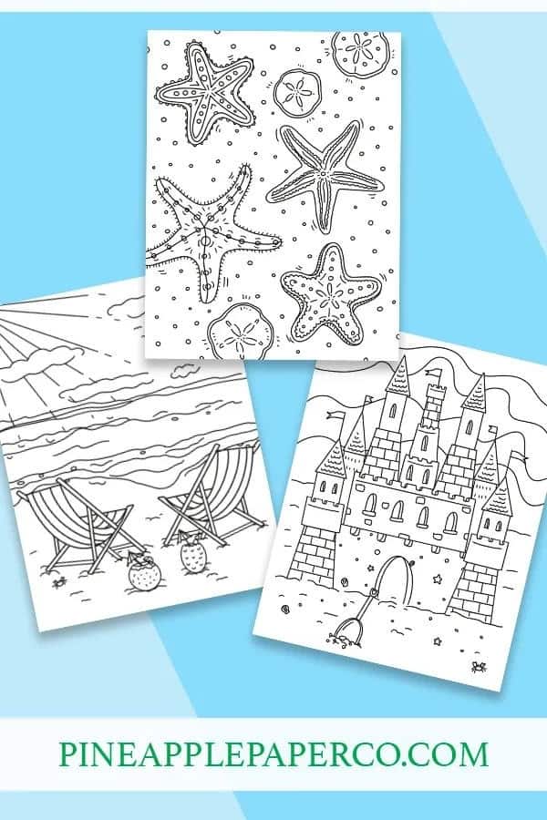 FREE BEACH COLORING PAGES