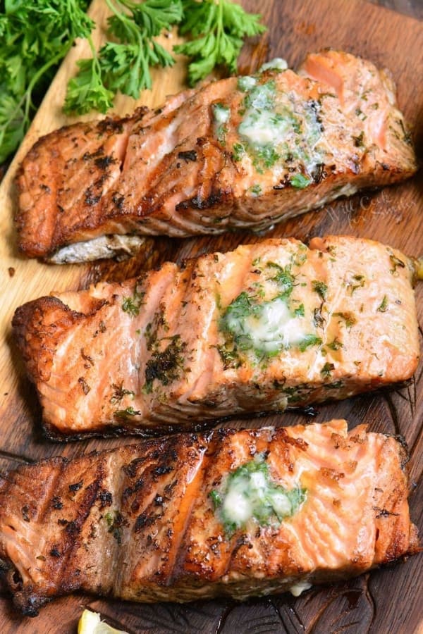 GRILLED SALMON WITH HERB BUTTER