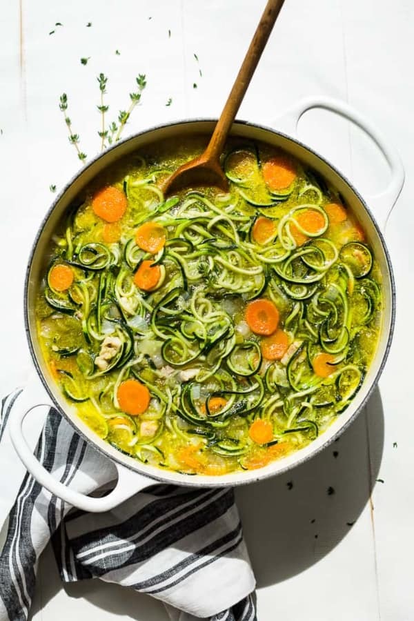 HOMEMADE CHICKEN ZUCCHINI NOODLE SOUP