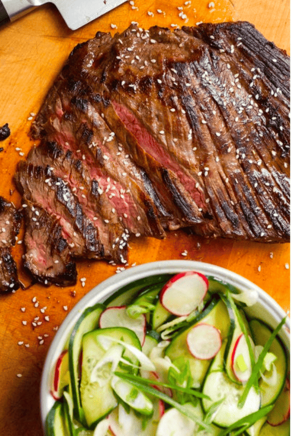 Sweet and Salty Grilled Steak With Cucumber Salad