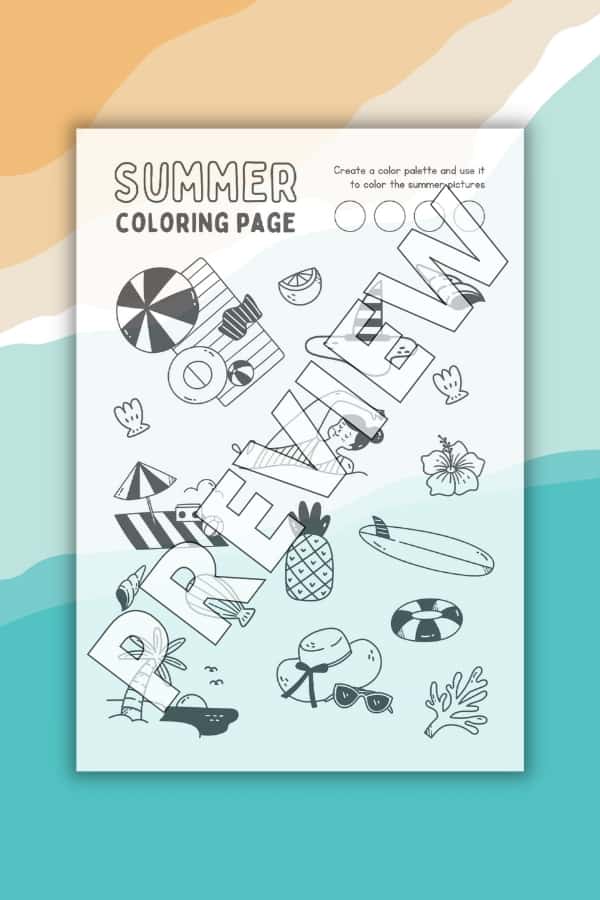 WHITE & GRAY SUMMER COLORING PAGE PRINTABLE