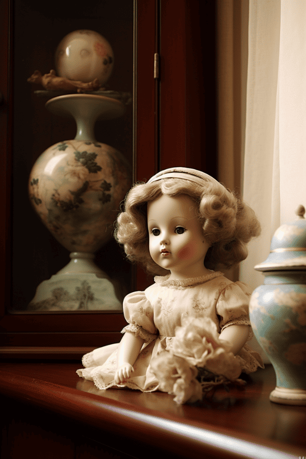 Creepy doll centerpiece