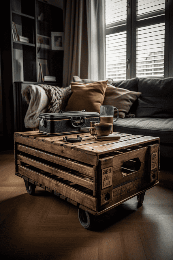 Distressed wooden crates