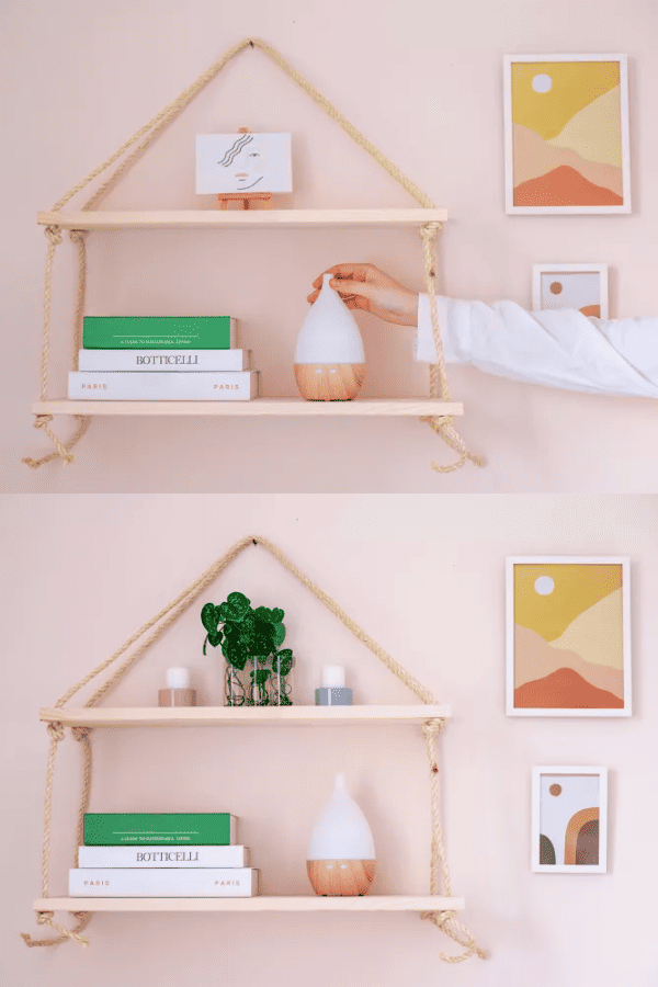 Knotted Rope Hanging Shelves