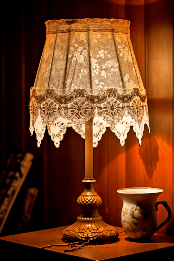 Lace-covered lampshade