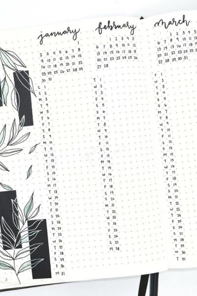 20+ Simple Minimalist Monthly Bullet Spreads For