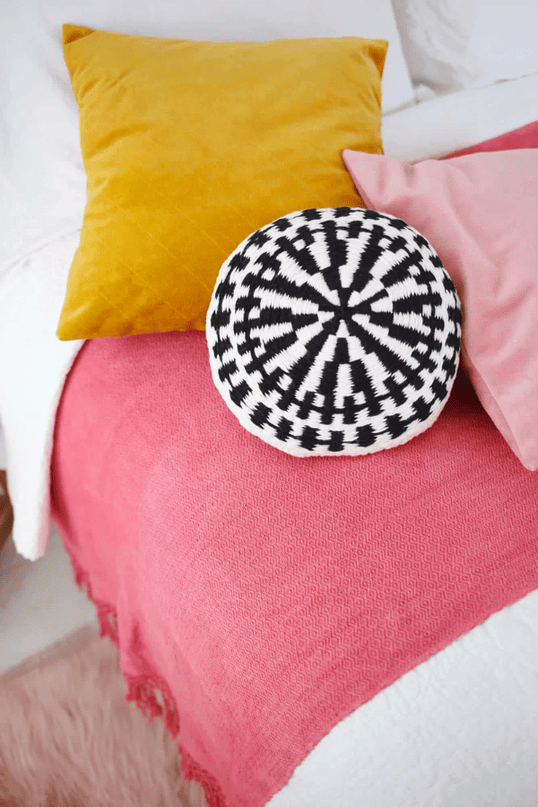 Round Woven Accent Pillow
