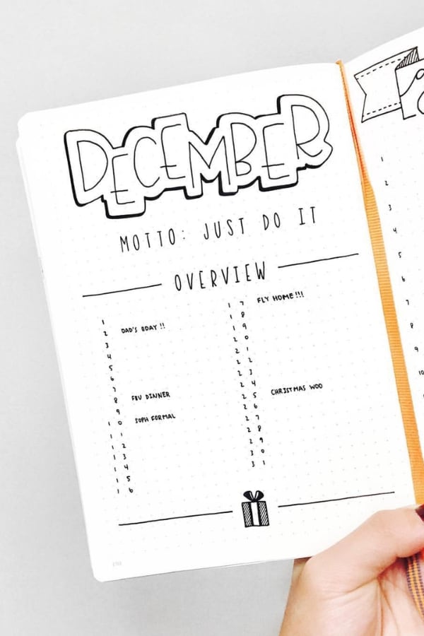 SIMPLE DECEMBER MONTHLY SPREAD