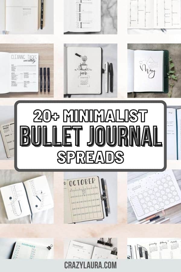 List of Simple Minimalist Monthly Bullet Spreads