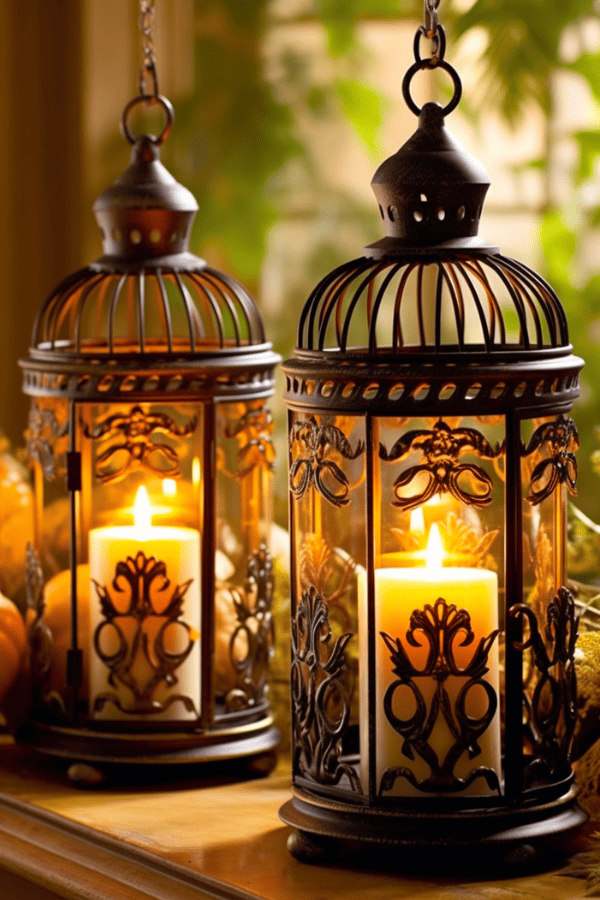 Victorian-style Caged Candle Lanterns