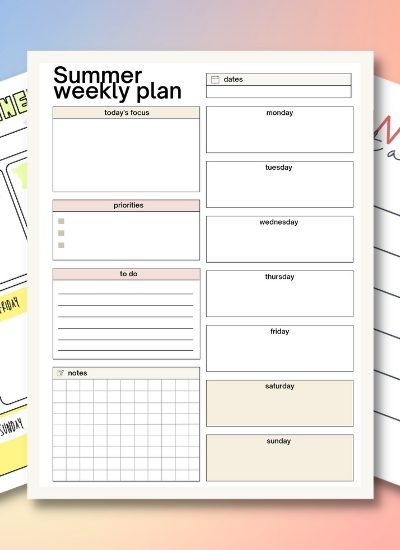 List of 10+ Free Weekly Planner Printables To Organize Your Summer