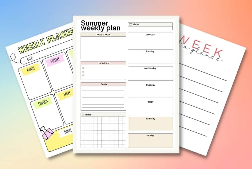 10+ Free Weekly Planner Printables To Organize Your Summer