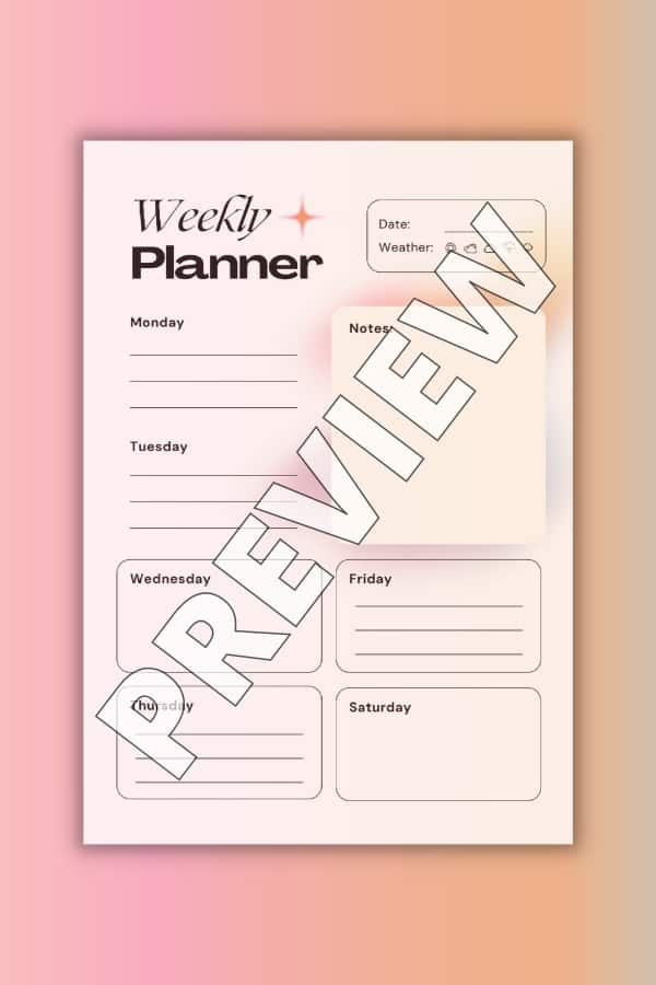 BEIGE AESTHETIC GRADIENT SUMMER WEEKLY PLANNER