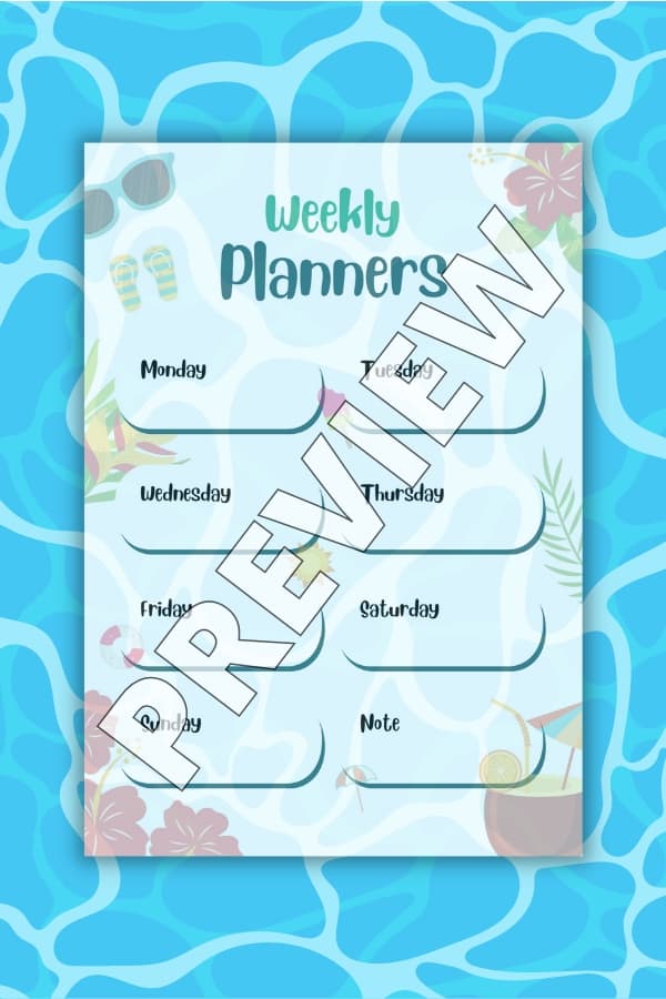 BLUE ILLUSTRATED SUMMER VIBES WEEKLY PLANNER