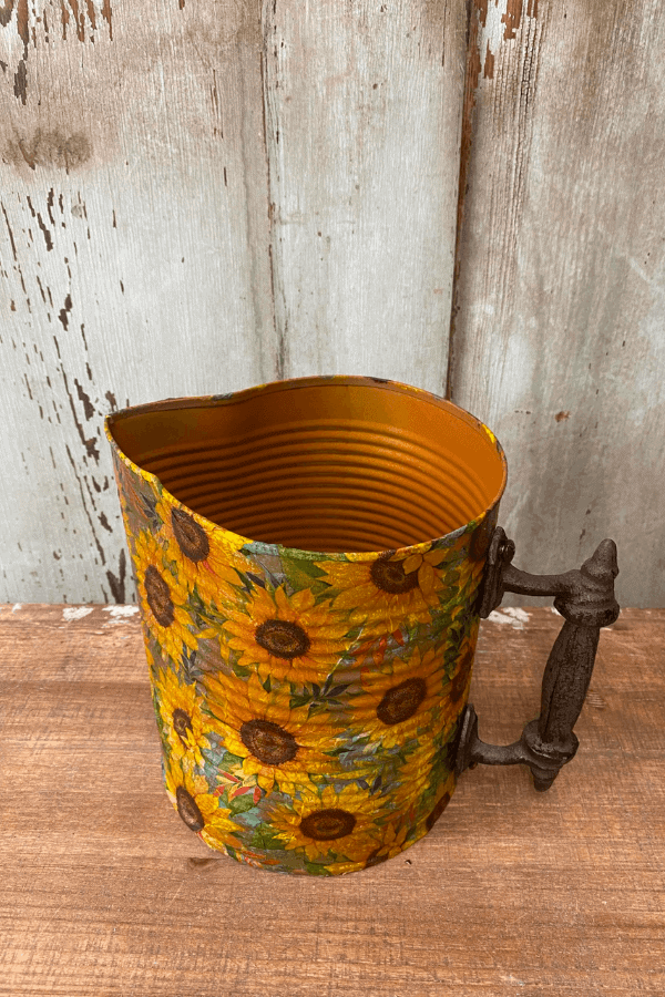 Decoupaged Pitcher Can