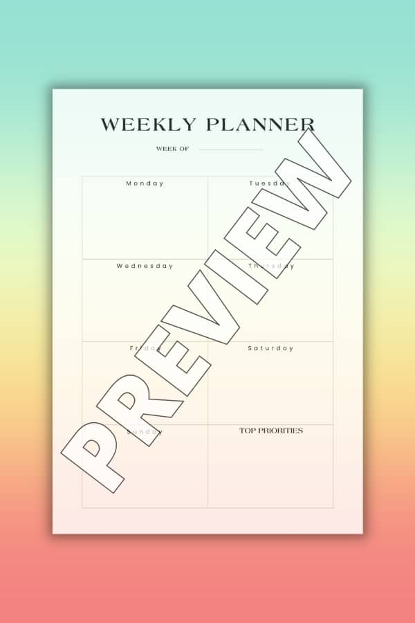 ELEGANT MINIMALIST WEEKLY PLANNER FOR SUMMER