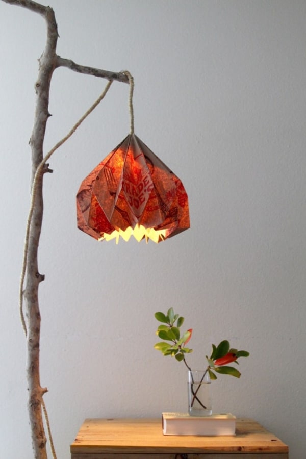 DIY PENDANT LAMP FROM GROCERY BAG