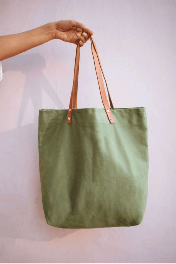 Leather Strapped Tote Bag