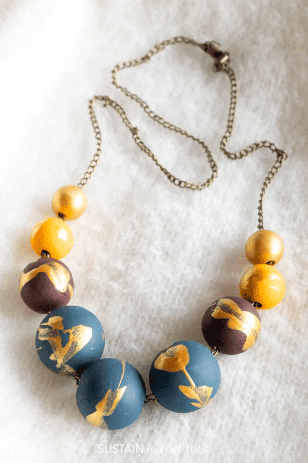 Painted Wooden Bead Necklace