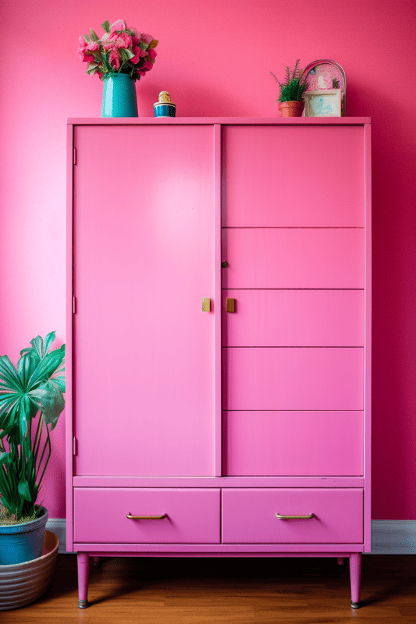 Pink Painted Cabinets