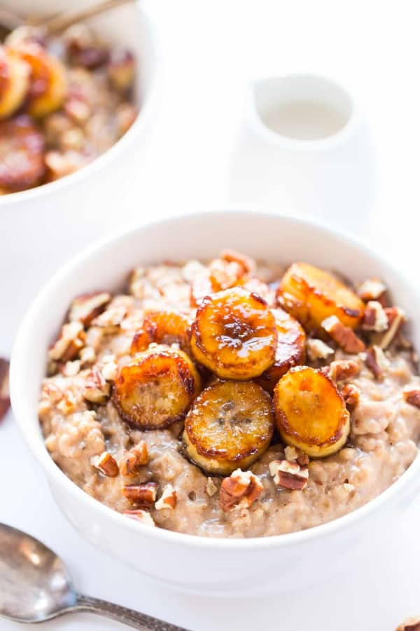 CREAMIEST STEEL CUT OATS WITH CARAMELIZED BANANAS