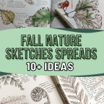 Unfolding Autumn: 12 Fall Nature Sketches Spread