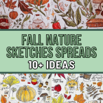 Unfolding Autumn: 12 Fall Nature Sketches Spread