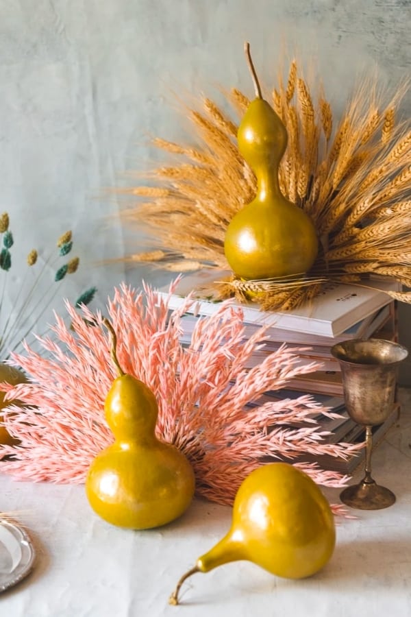 DIY DRIED FLOWER TURKEY GOURDS