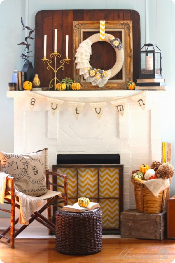 FALL MANTEL WITH RECLAIMED PALLET WOOD