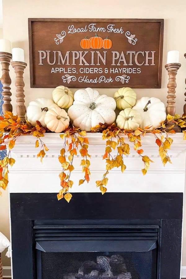 PUMPKIN PATCH AND CANDLESTICKS FIREPLACE