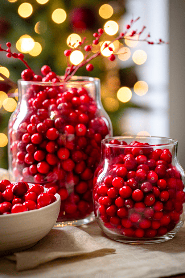 Festive Cranberry Filled Vases