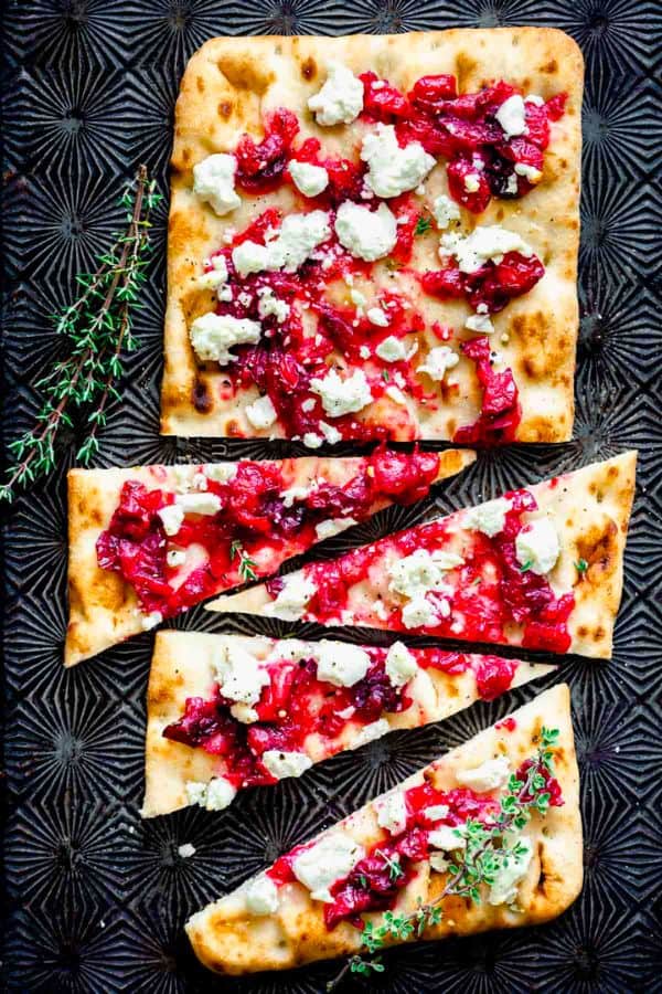 ROASTED CRANBERRY AND GOAT CHEESE FLATBREAD PIZZA
