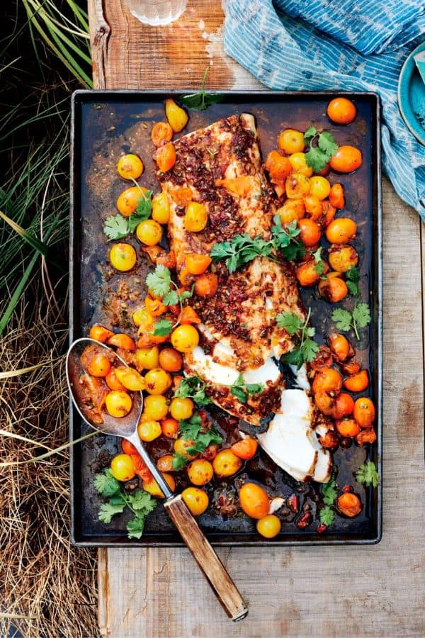 SLOW-ROASTED COD WITH RED CHERMOULA