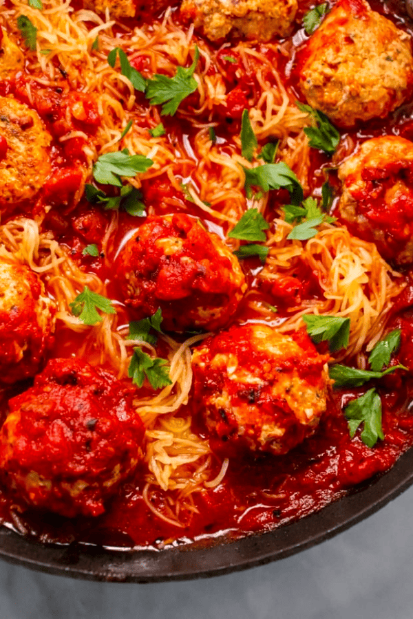 Turkey Veggie Meatballs with Spaghetti Squash