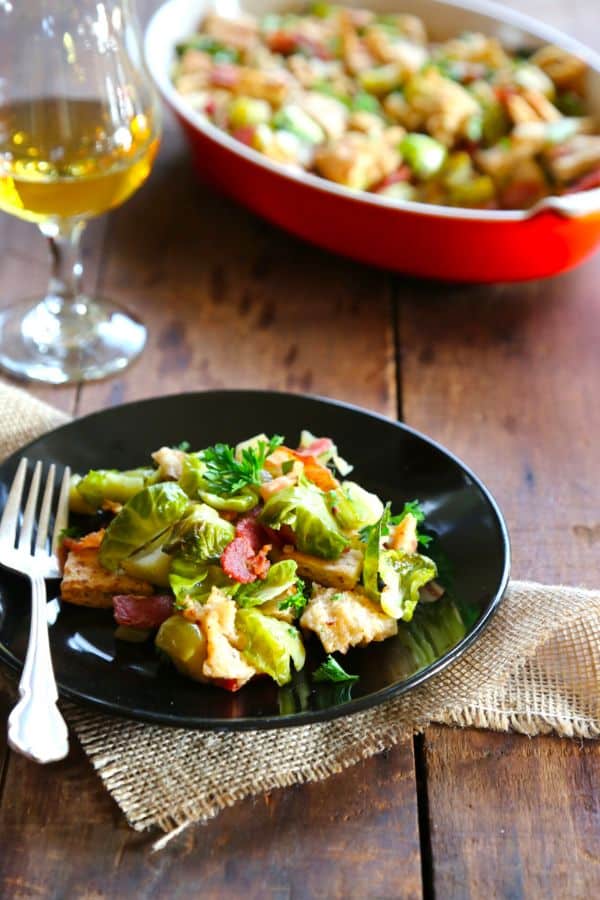 BRUSSEL SPROUT, BACON, AND APPLE NAAN STUFFING