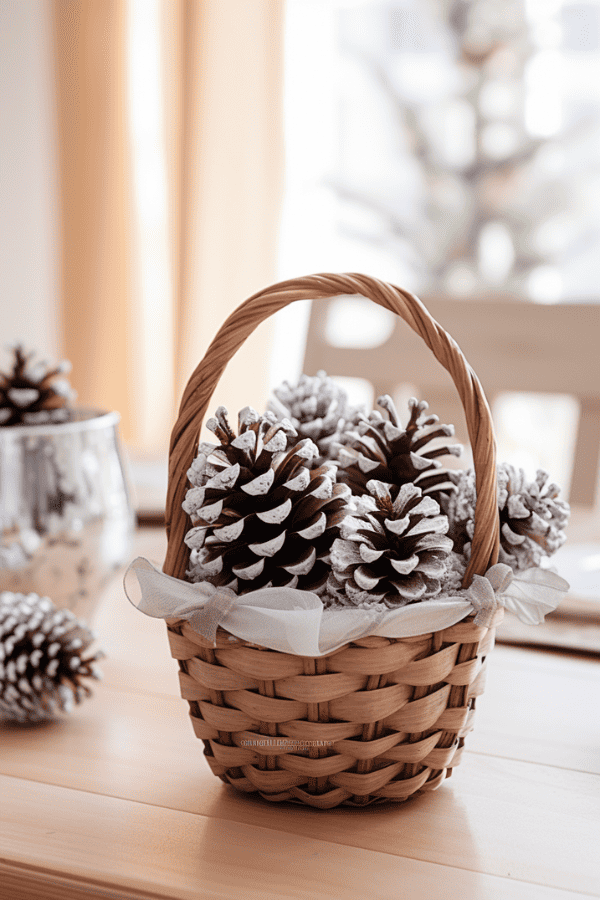 Frosted Pinecone Basket
