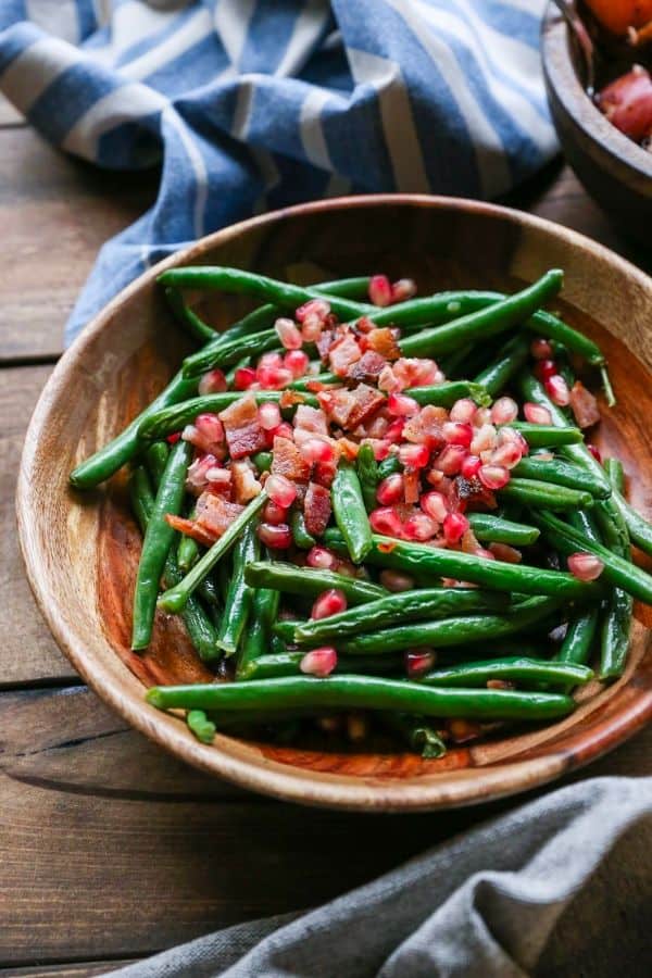 GREEN BEANS WITH BACON AND POMEGRANATE SEEDS