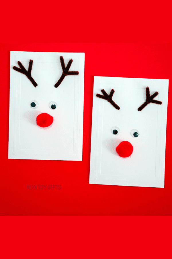 Pom Pom Reindeer Christmas Card