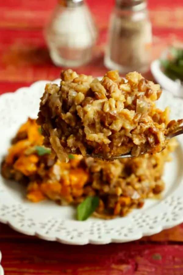 BROWN RICE AND LENTIL CASSEROLE